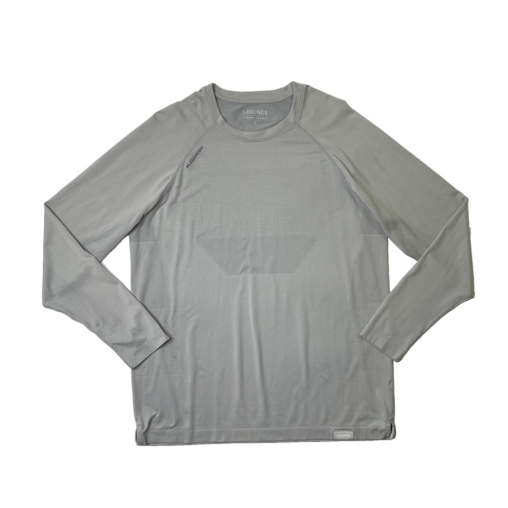Legends Shirt Mens L Large Grey Enzo Nylon Blend Long Sleeve Workout Train Run